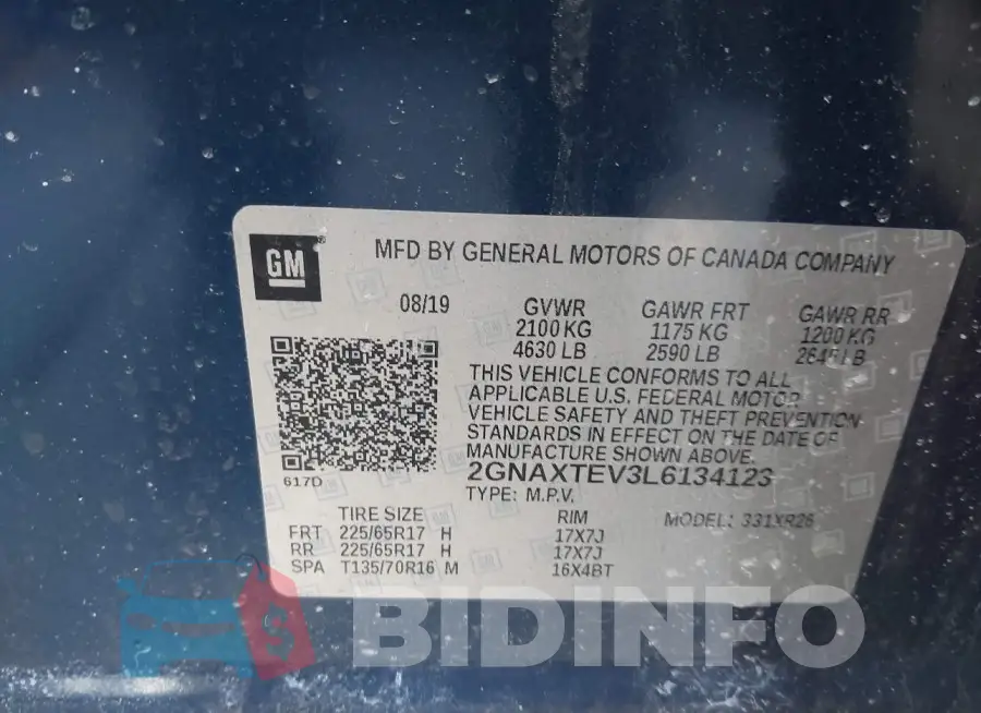 2GNAXTEV3L6134123 Photo# 9