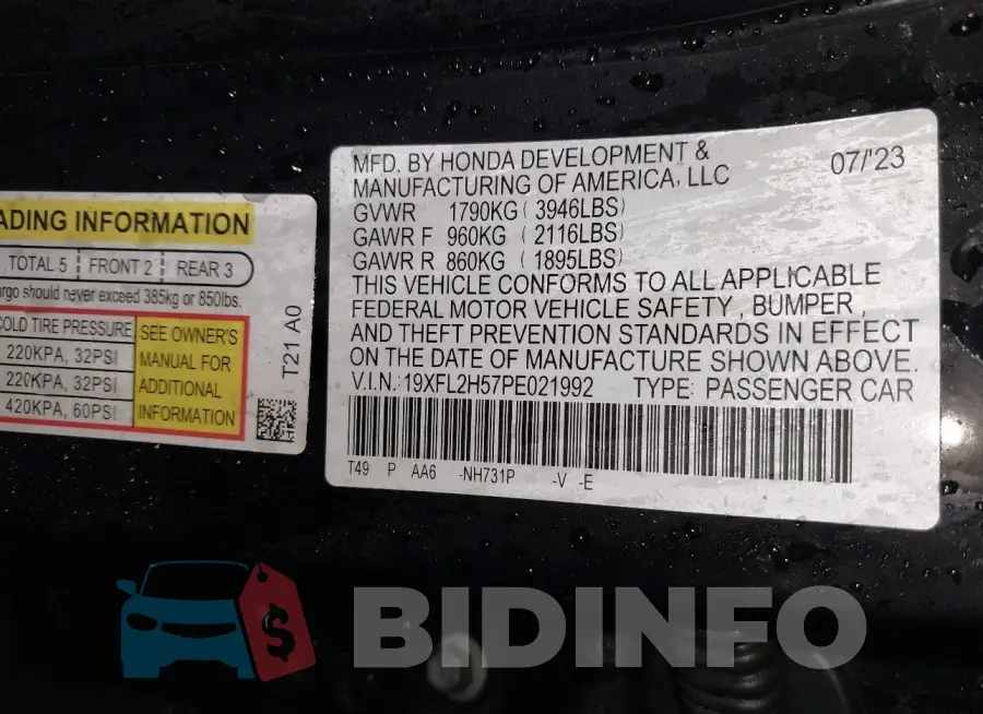 19XFL2H57PE021992 Photo# 9