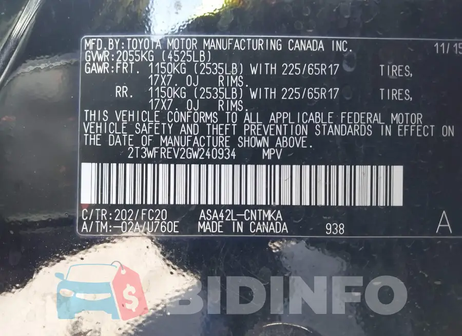 2T3WFREV2GW240934 Photo# 9