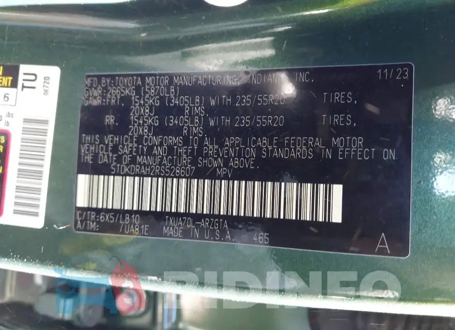 5TDKDRAH2RS528607 Photo# 9