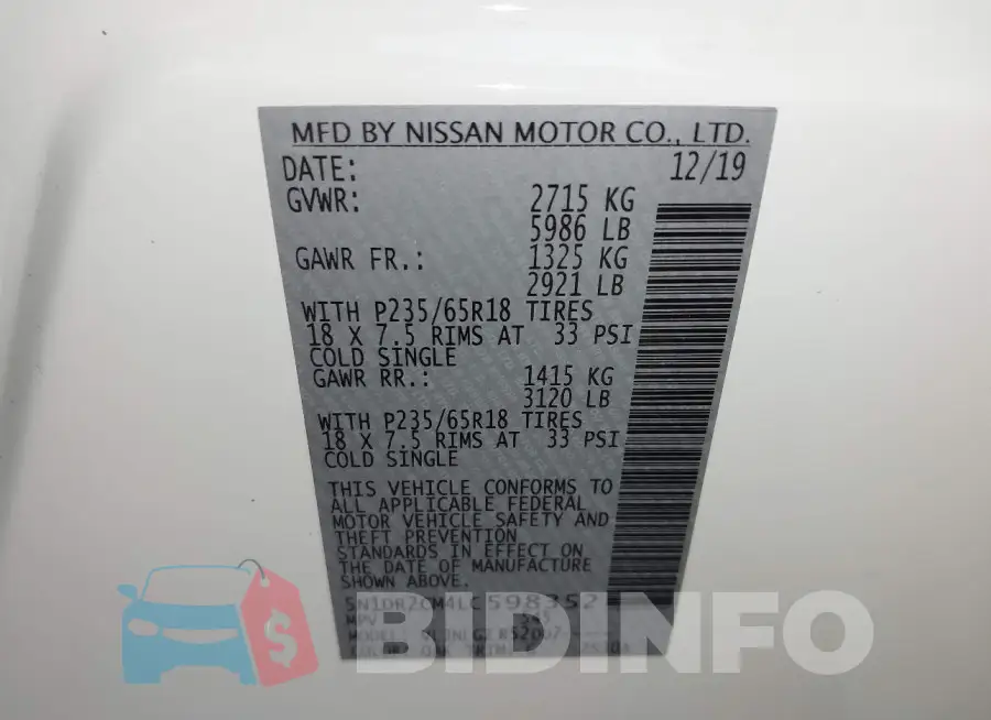 5N1DR2CM4LC598352 Photo# 9