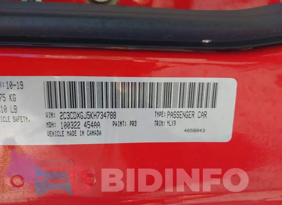 2C3CDXGJ5KH734788 Photo# 9