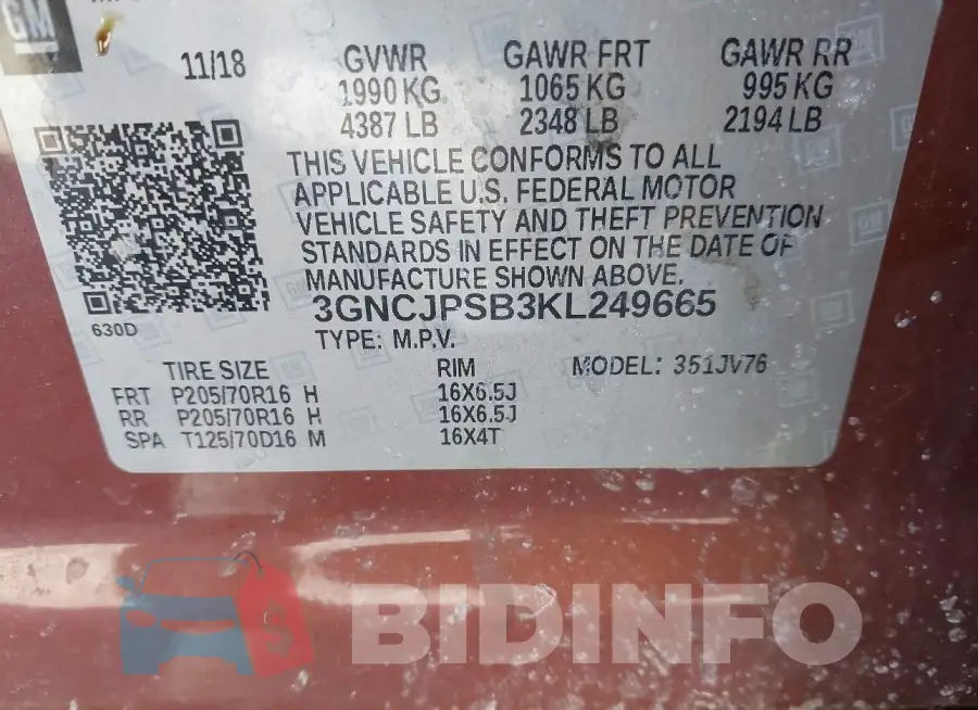 3GNCJPSB3KL249665 Photo# 9