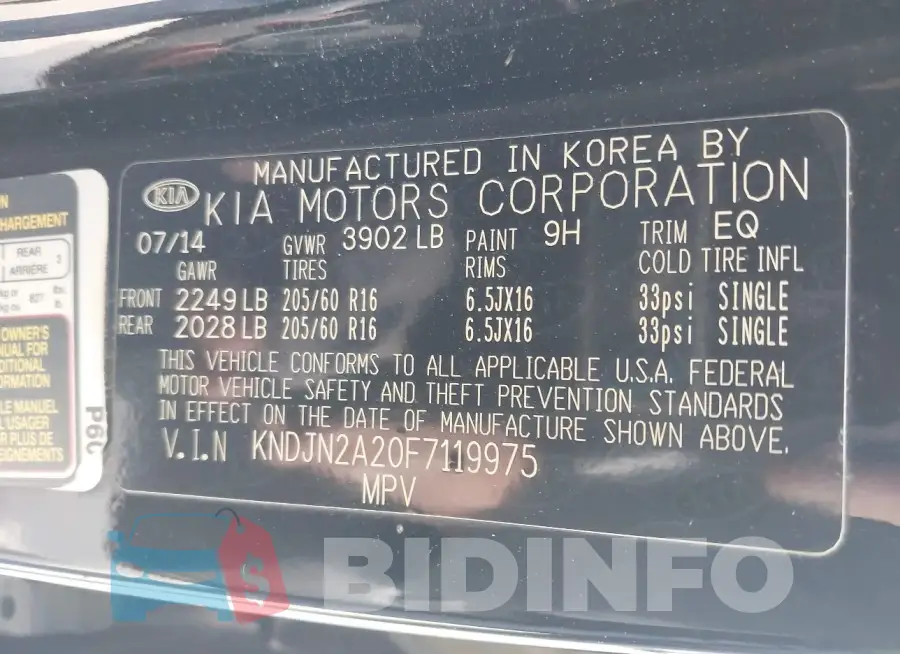 KNDJN2A20F7119975 Photo# 9