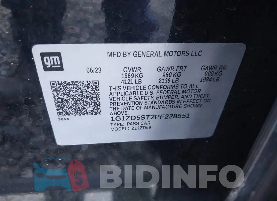 1G1ZD5ST2PF228551 Photo# 9