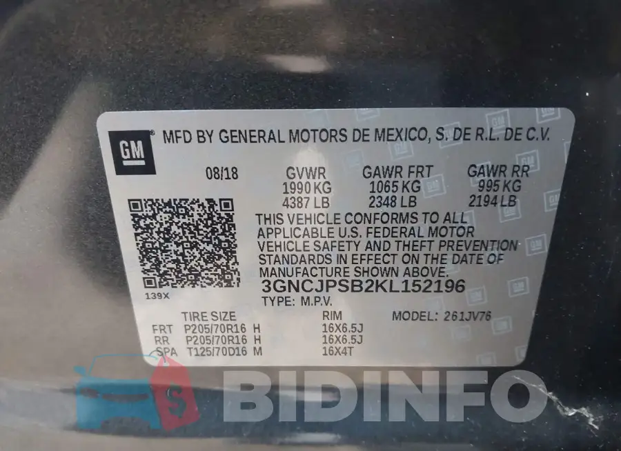 3GNCJPSB2KL152196 Photo# 9