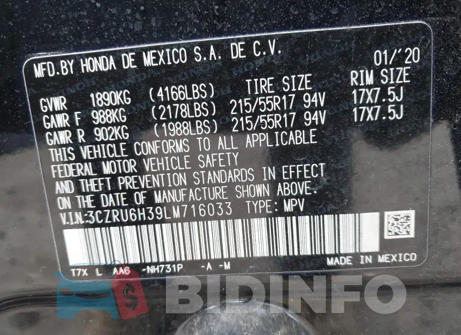 3CZRU6H39LM716033 Photo# 9
