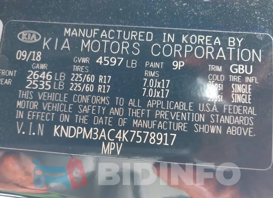 KNDPM3AC4K7578917 Photo# 9