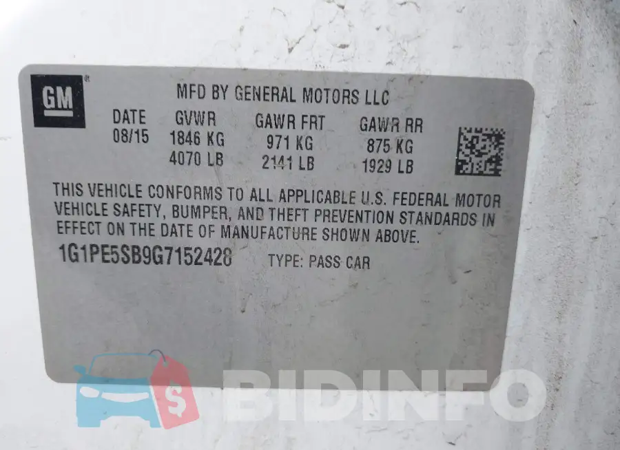 1G1PE5SB9G7152428 Photo# 9