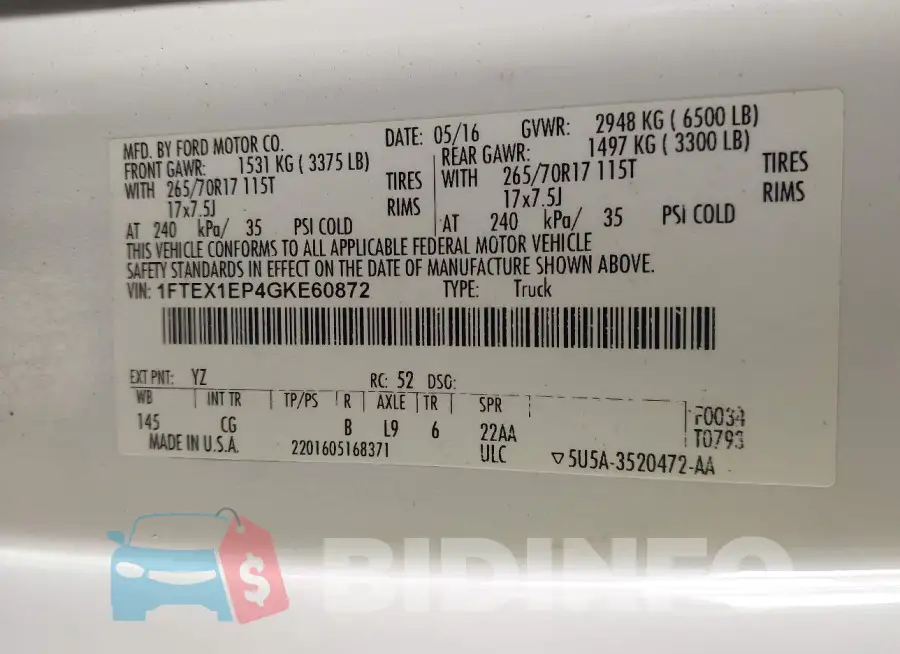 1FTEX1EP4GKE60872 Photo# 9