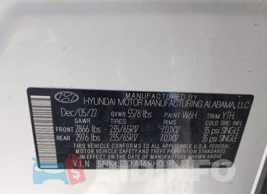 5NMS2DA16PH001827 Photo# 9