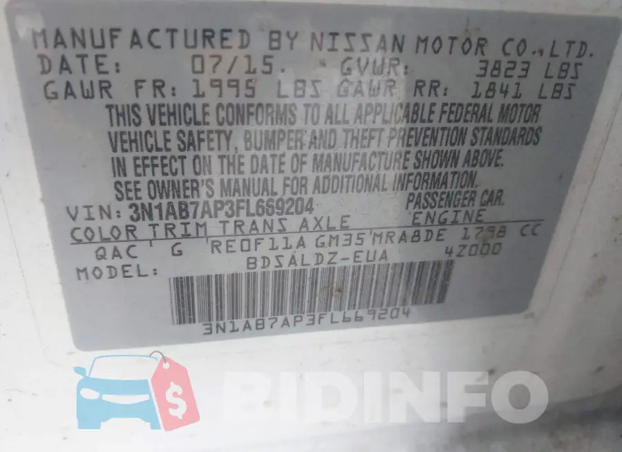 3N1AB7AP3FL669204 Photo# 9