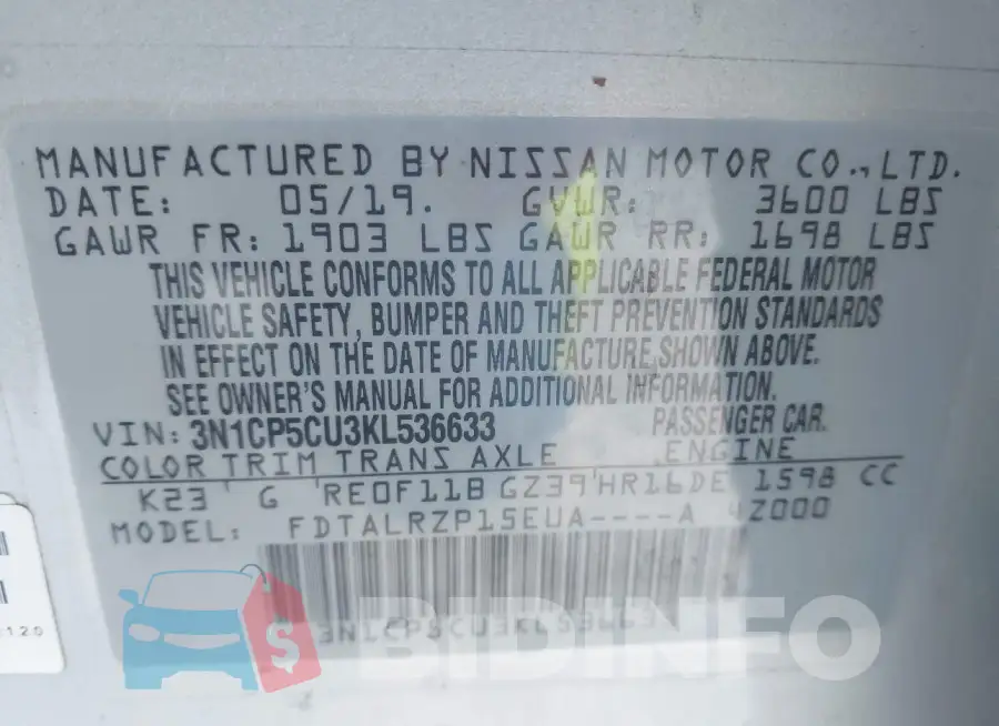 3N1CP5CU3KL536633 Photo# 9