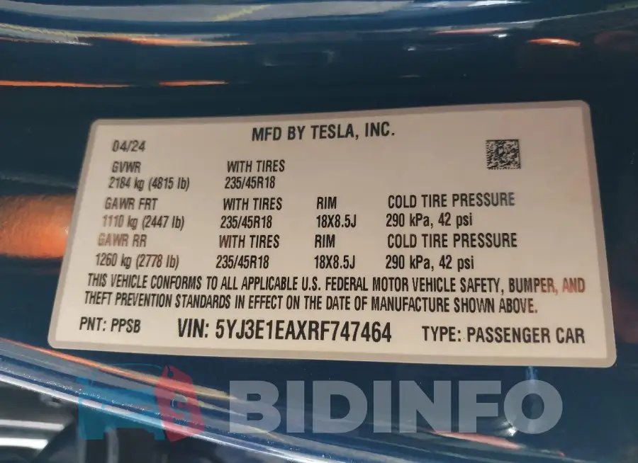 5YJ3E1EAXRF747464 Photo# 9