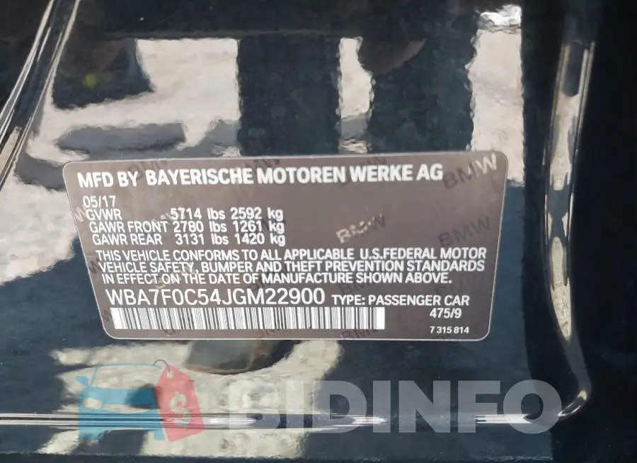 WBA7F0C54JGM22900 Photo# 9