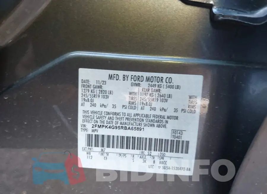 2FMPK4G95RBA65891 Photo# 9