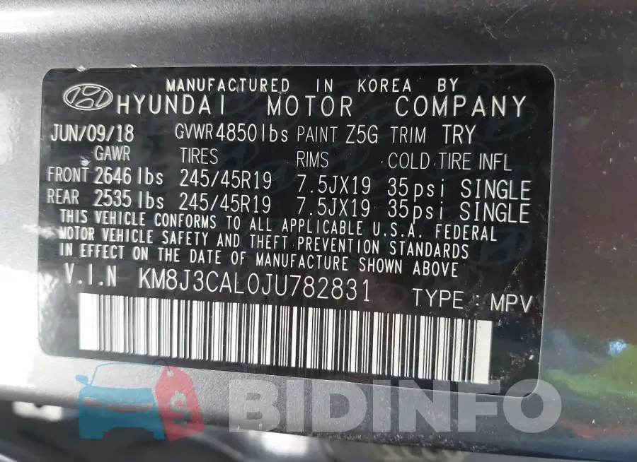 KM8J3CAL0JU782831 Photo# 9