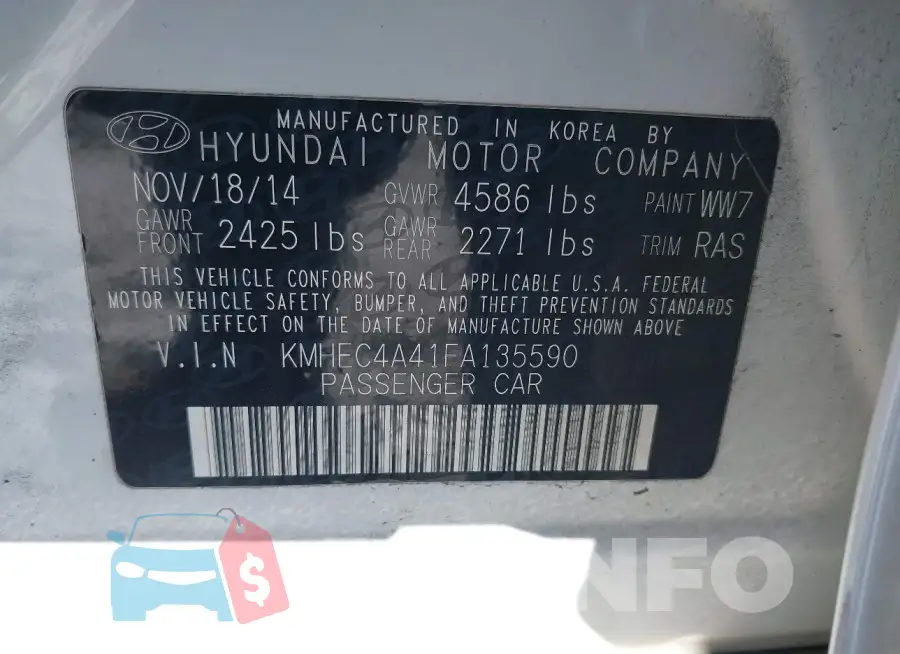 KMHEC4A41FA135590 Photo# 9