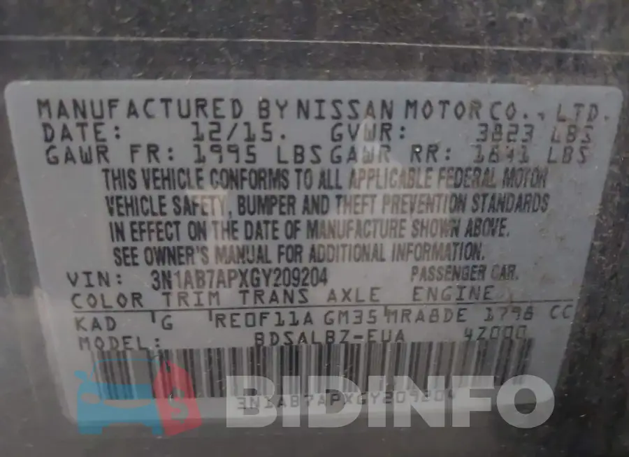 3N1AB7APXGY209204 Photo# 9