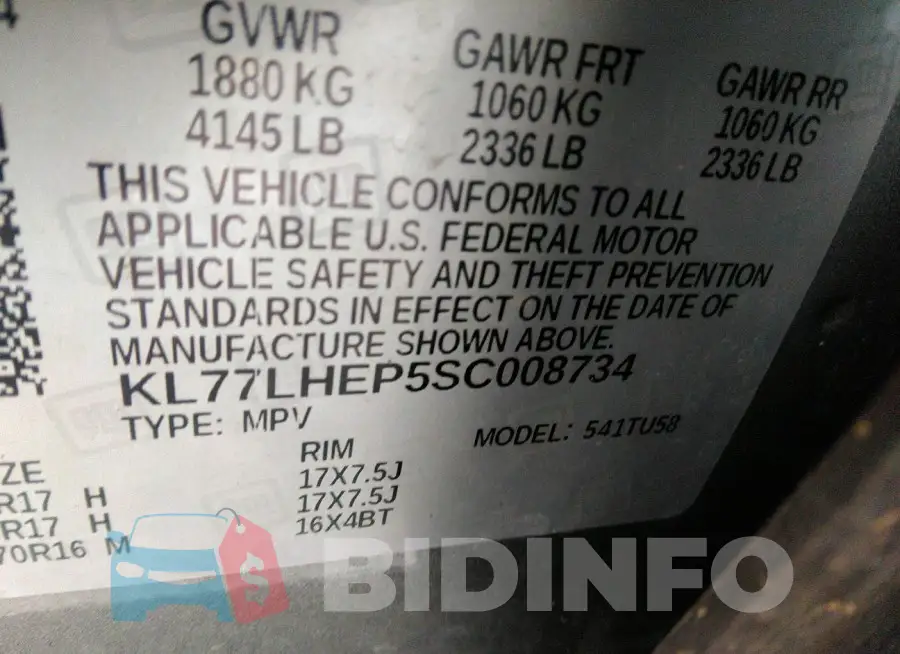 KL77LHEP5SC008734 Photo# 9