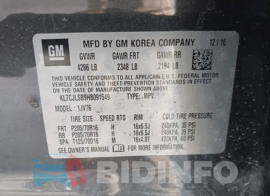 KL7CJLSB9HB091549 Photo# 9