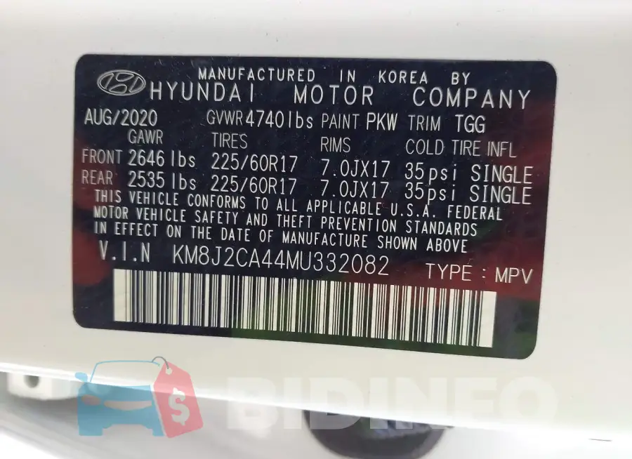 KM8J2CA44MU332082 Photo# 9