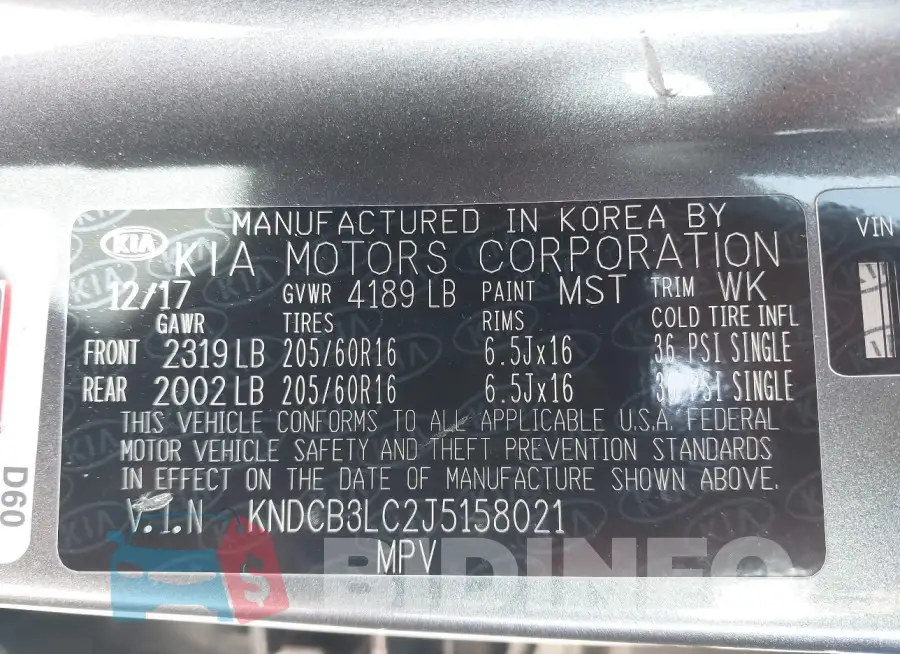 KNDCB3LC2J5158021 Photo# 9