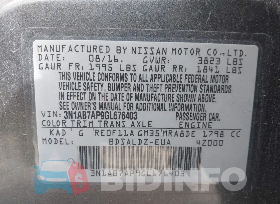 3N1AB7AP9GL676403 Photo# 9