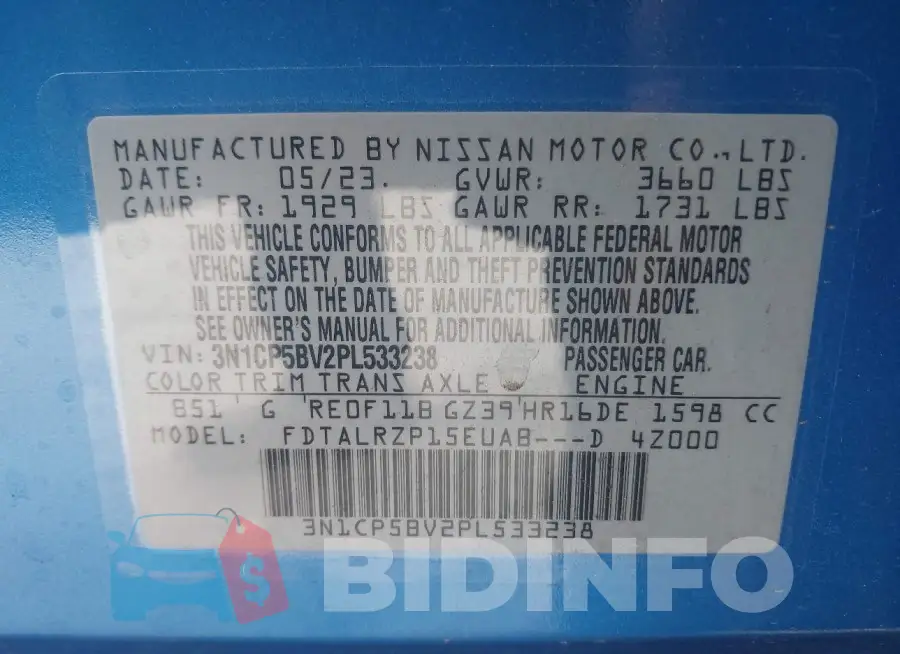 3N1CP5BV2PL533238 Photo# 9
