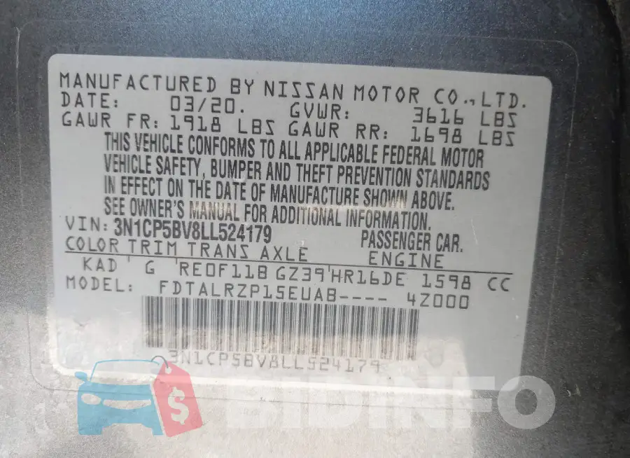3N1CP5BV8LL524179 Photo# 9