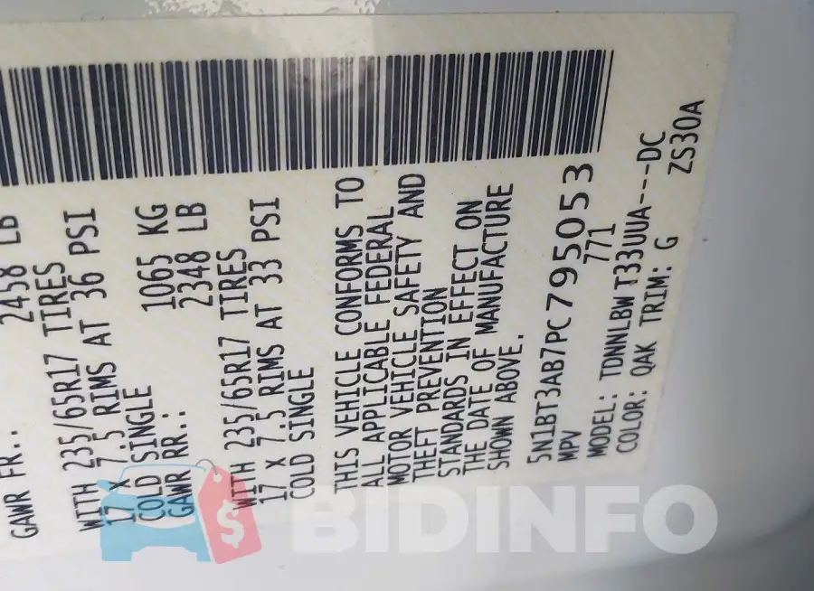 5N1BT3AB7PC795053 Photo# 9