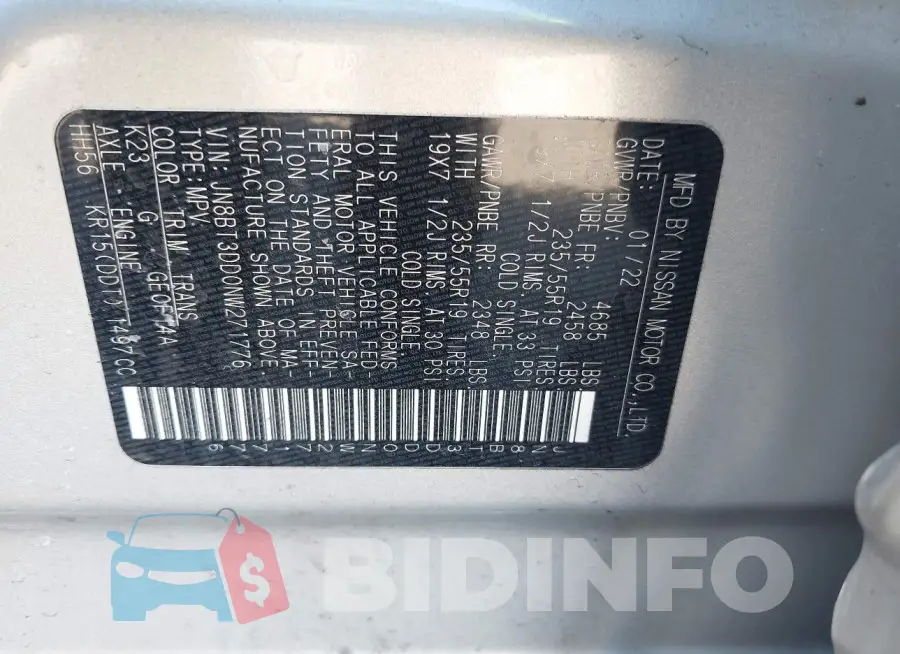 JN8BT3DD0NW271776 Photo# 9