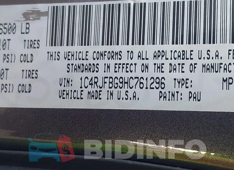 1C4RJFBG9HC761296 Photo# 9
