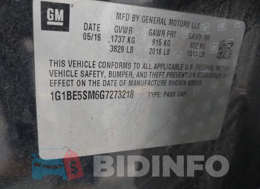 1G1BE5SM6G7273218 Photo# 9