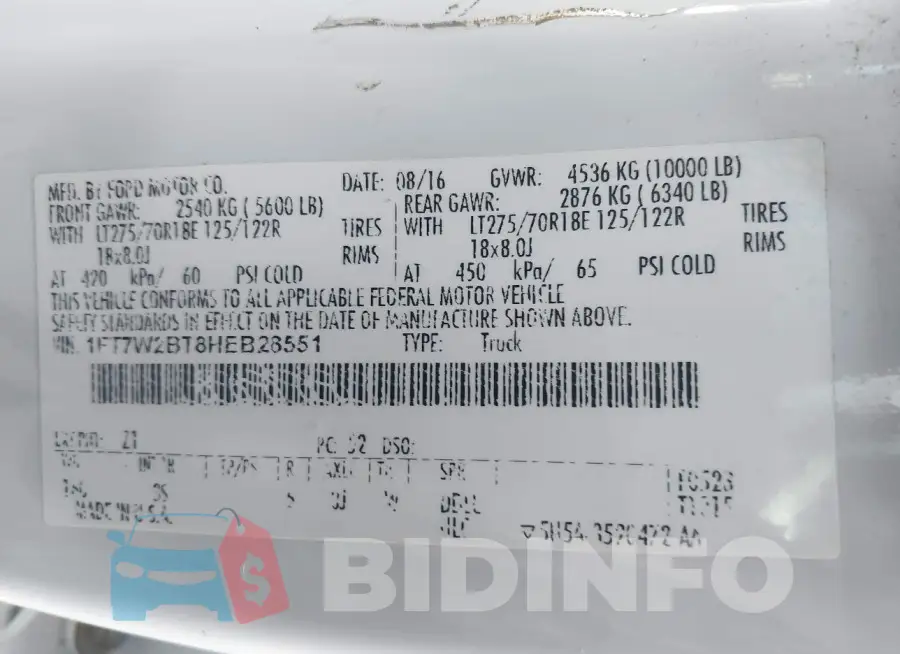 1FT7W2BT8HEB28551 Photo# 9