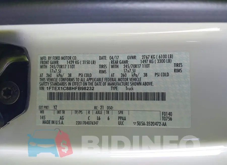 1FTEX1C88HFB98232 Photo# 9