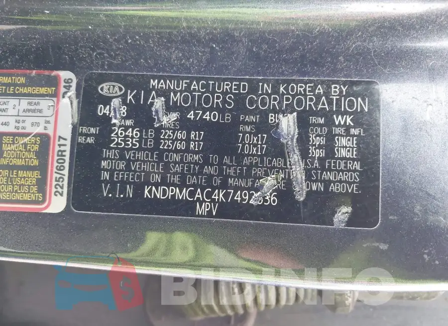 KNDPMCAC4K7492636 Photo# 9