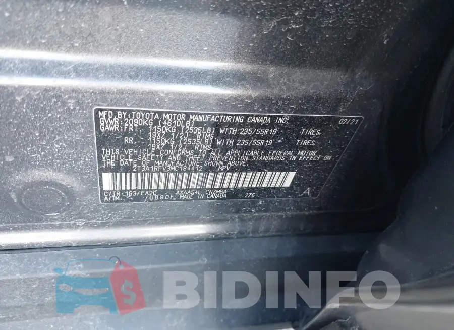 2T3A1RFV3MC184412 Photo# 9