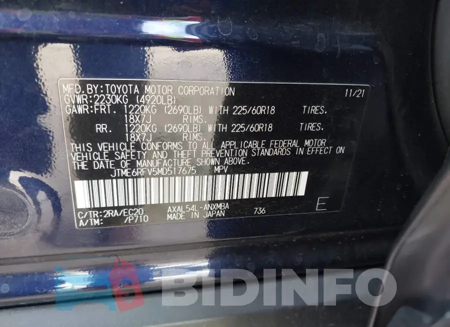 JTME6RFV5MD517675 Photo# 9