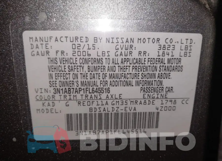 3N1AB7AP1FL645516 Photo# 9