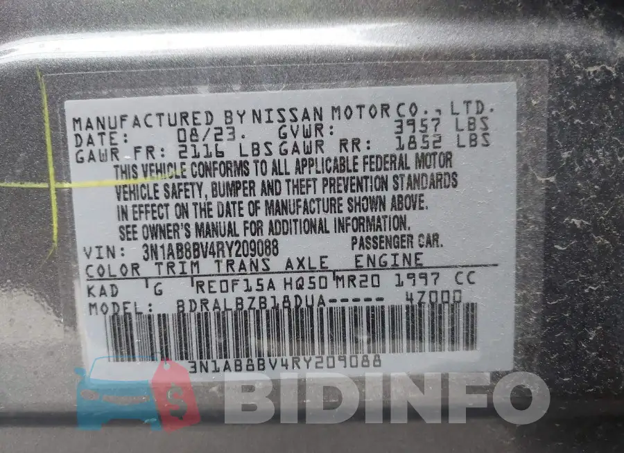 3N1AB8BV4RY209088 Photo# 9