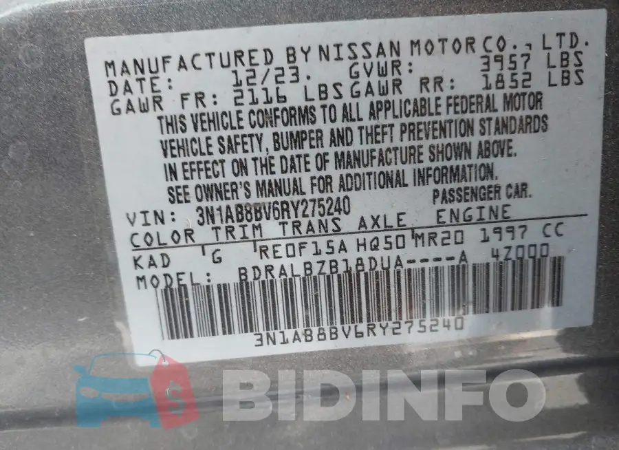 3N1AB8BV6RY275240 Photo# 9