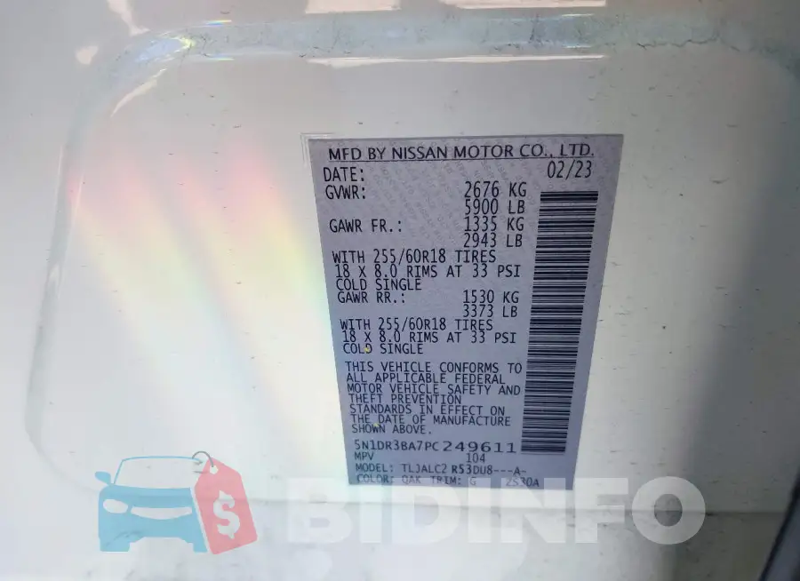 5N1DR3BA7PC249611 Photo# 9