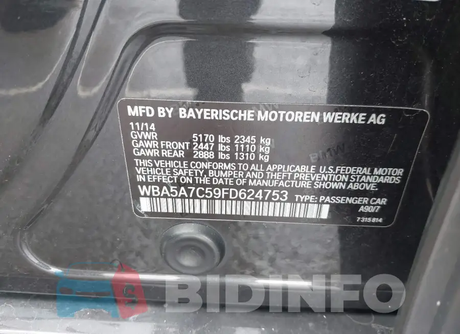 WBA5A7C59FD624753 Photo# 9