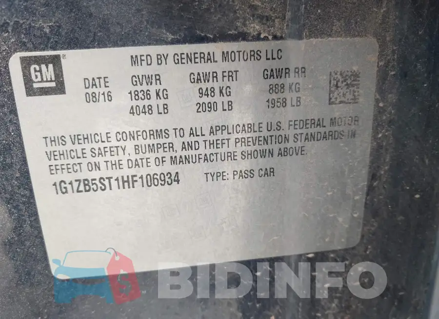 1G1ZB5ST1HF106934 Photo# 9