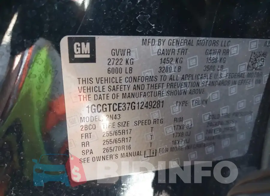 1GCGTCE37G1249281 Photo# 9
