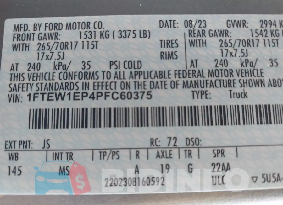 1FTEW1EP4PFC60375 Photo# 9
