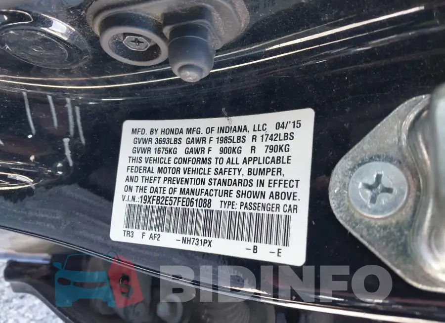 19XFB2E57FE061088 Photo# 9