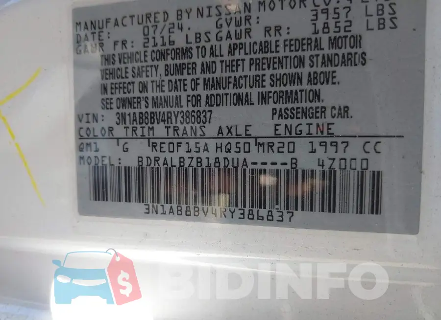 3N1AB8BV4RY386837 Photo# 9