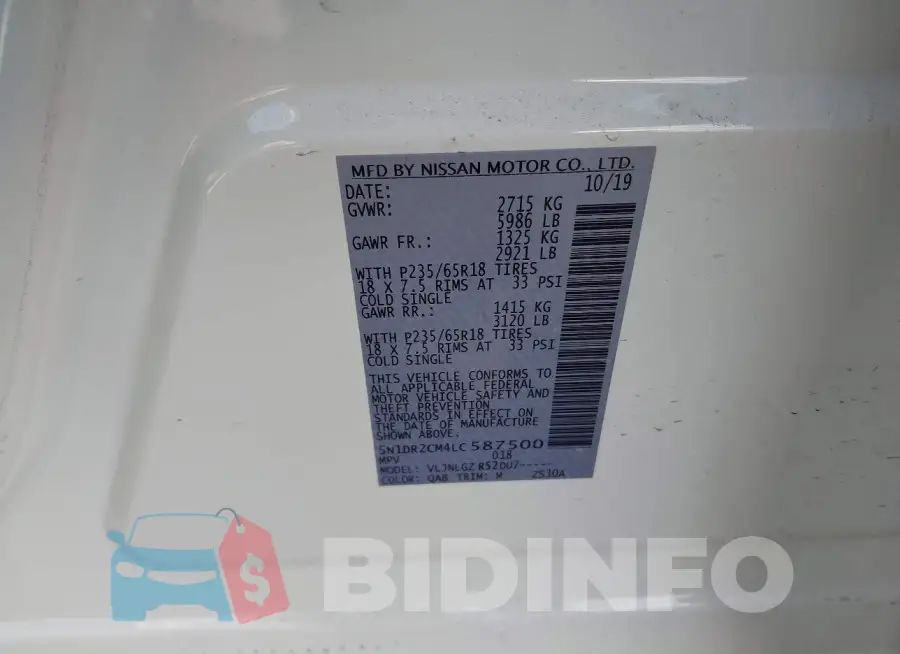 5N1DR2CM4LC587500 Photo# 9